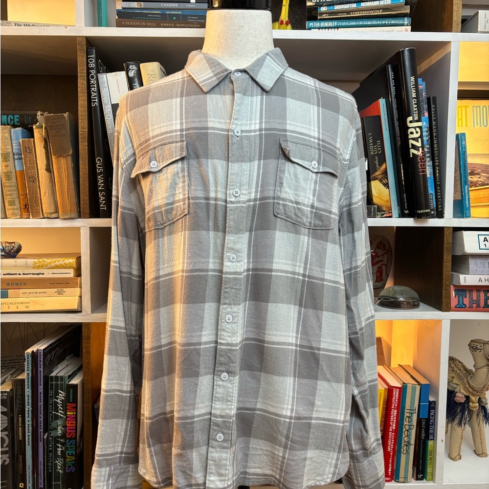 PAIGE Light Gray Plaid Button Down Shirt